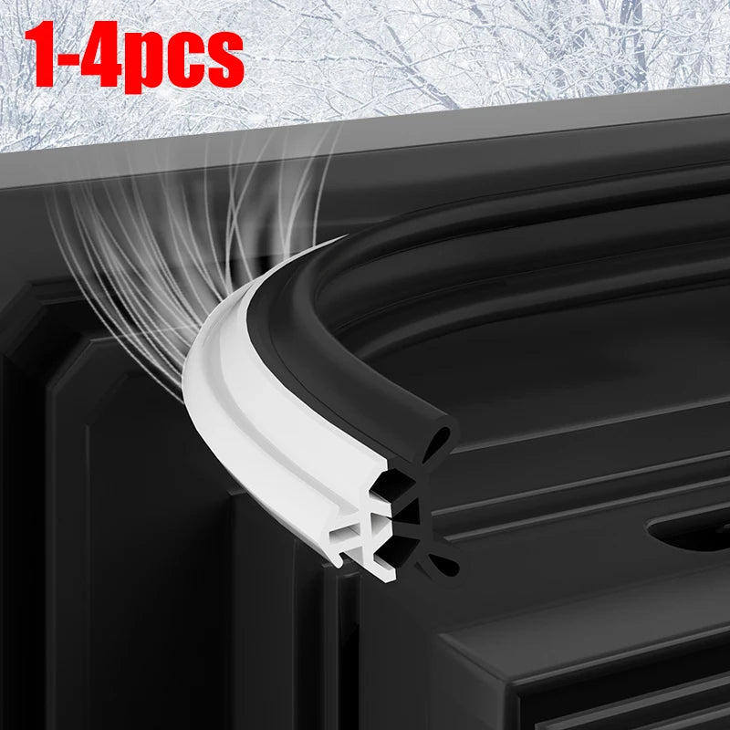 1-4Pcs Window Sealing Strip 4M/Roll Soft TPE Draft Stopper Card Slot Multi-layer Seal Plastic Steel Window Weatherstripping Qme
