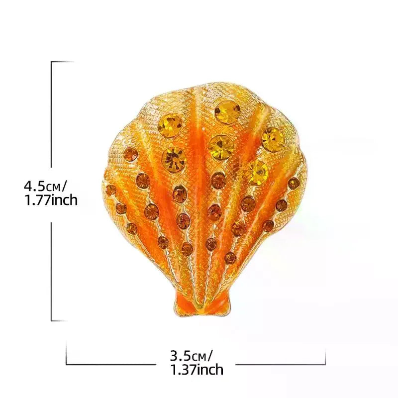 Rhinestone Shell Brooches For Women Unisex Enamel Ocean Pins Friend Event Party New Gifts Jewelry Decoration Accessories Qme