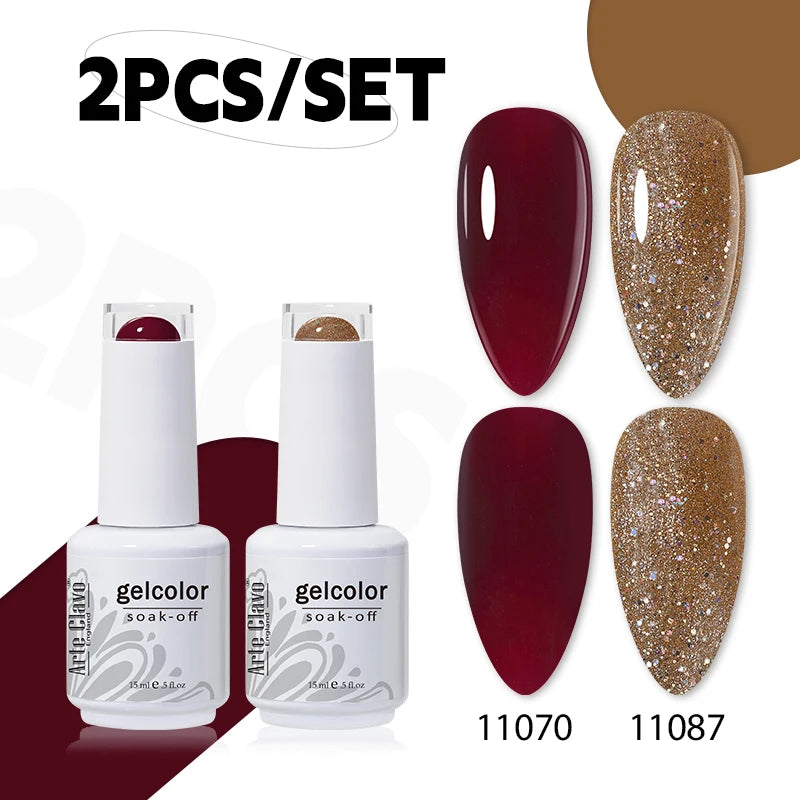 Arte Clavo Jelly Nail Gel Polish Supplies Purple Pink Red Blue Green Qme 11070-11087