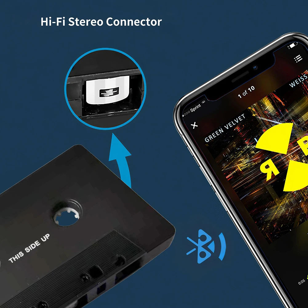1/2PCS Universal Bluetooth 5.0 Converter Car Tape Converter Car MP3/SBC/stereo Bluetooth Audio Cassette Player AUX Adapter Qme