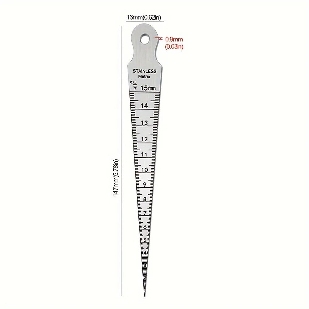 1pc Stainless Steel Wedge Plug Gauge with Double Scale Metric and Imperial Aperture Gauge and Taper Gauge 1-15mm Qme 1pc