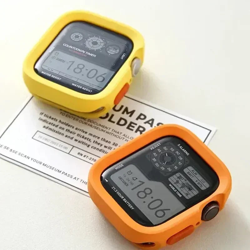 2024 New Bumper Soft Silicone Case For Apple Watch 9 8 7 6 SE 5 Sport Anti-drop Matte Cover For iwatch 49mm 41mm 40mm 44mm 45 mm Qme