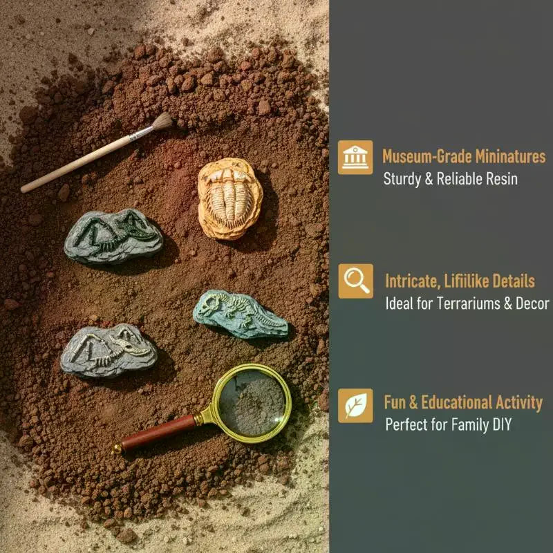 4Pcs Simulation Dinosaur Fossil Ornaments Mini Micro Landscape Decor DIY Desktop Craft Accessories Qme