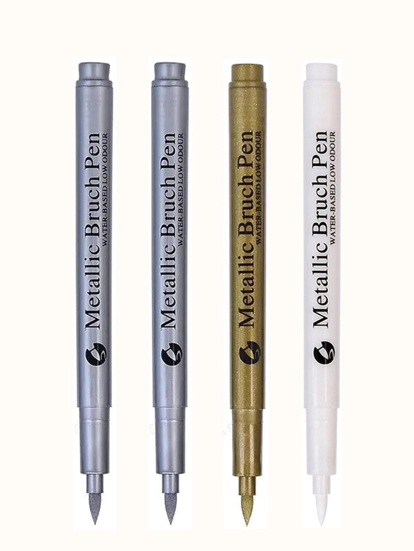 Metallic Marker Pen White/Gold/Silver Waterproof Permanent Paint Marker Pen for Rock,Mug,Ceramic,Glass DIY Painting Supplies Qme 2silver 1gold 1white