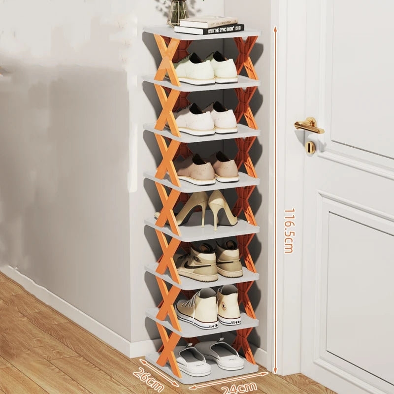 Multifunctional Shoe Cabinets Free Splicing Storage Rack Detachable Shoe Storage Saving Space Household Door Shoe Organizer Rack Qme 8th orange