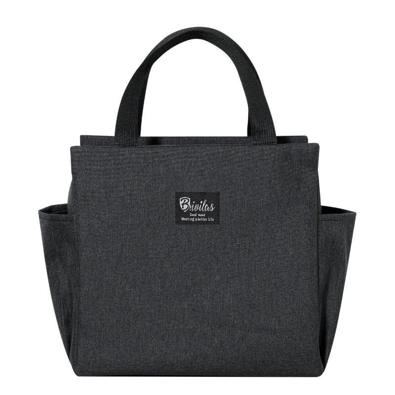 CC11Large Capacity Cooler Bag Oxford Portable Zipper Thermal Lunch Qme black
