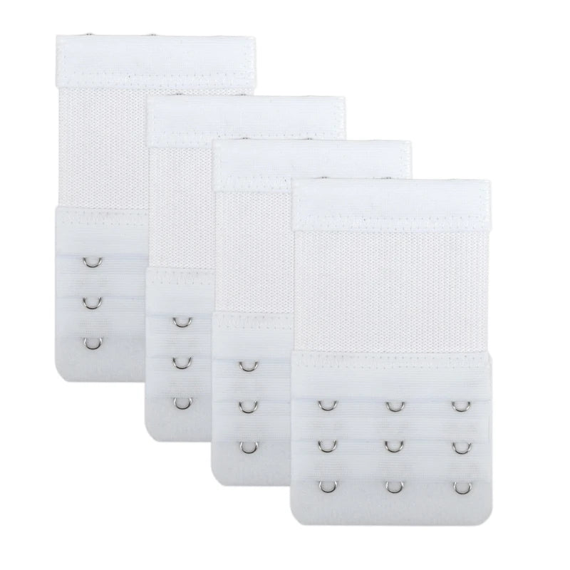 4 3 Rows Hook Extension Straps Elastic Strap Soft Comfortable Bra Qme WHITE One Size