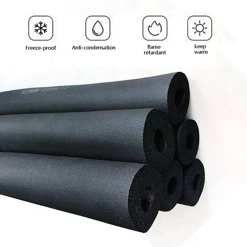 1.8M Sponge Rubber Pipe Black Waterproof Pipeline Holder Thermal Insulation Tubular Protective Sleeve For Air Conditioning Qme