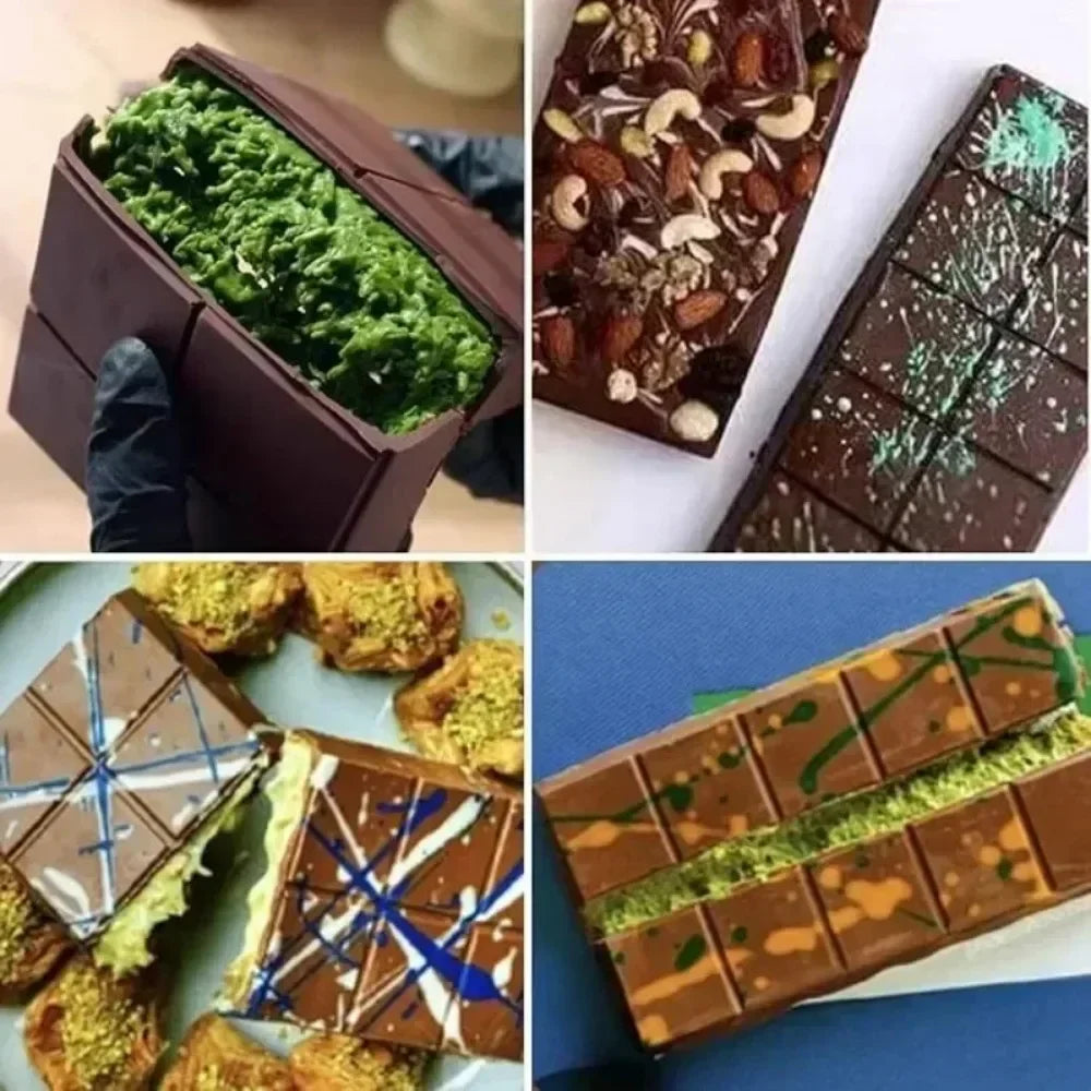 8 12 24 Cells Chocolate Mold DIY Bar Silicone Pistachio Candy Handmade Qme