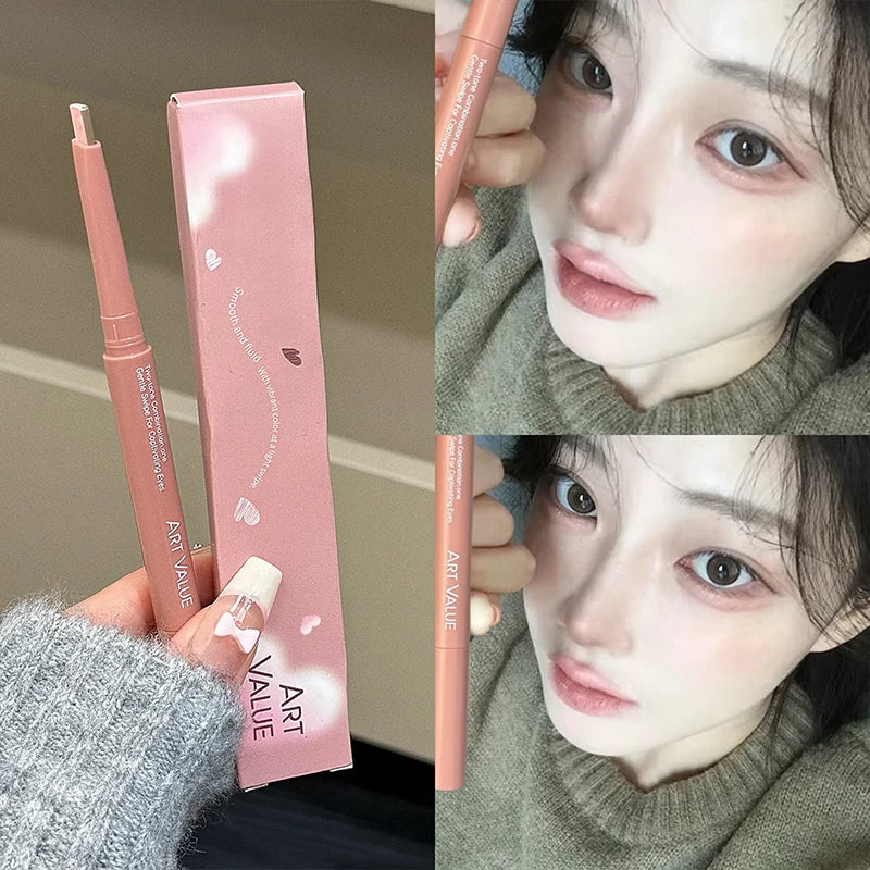 ART VALUE Two-tone Paste Lying Silkworm Pen Under Eye Liner Brighten Shadow Pencil Makeup Nude Pink Beige Eyeliner Contouring Qme