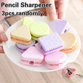 3pcs/lot Creative Fresh and Cute Biscuit Pencil Sharpener Children's Pencil Sharpener Stationery Random Colors Qme Default Title