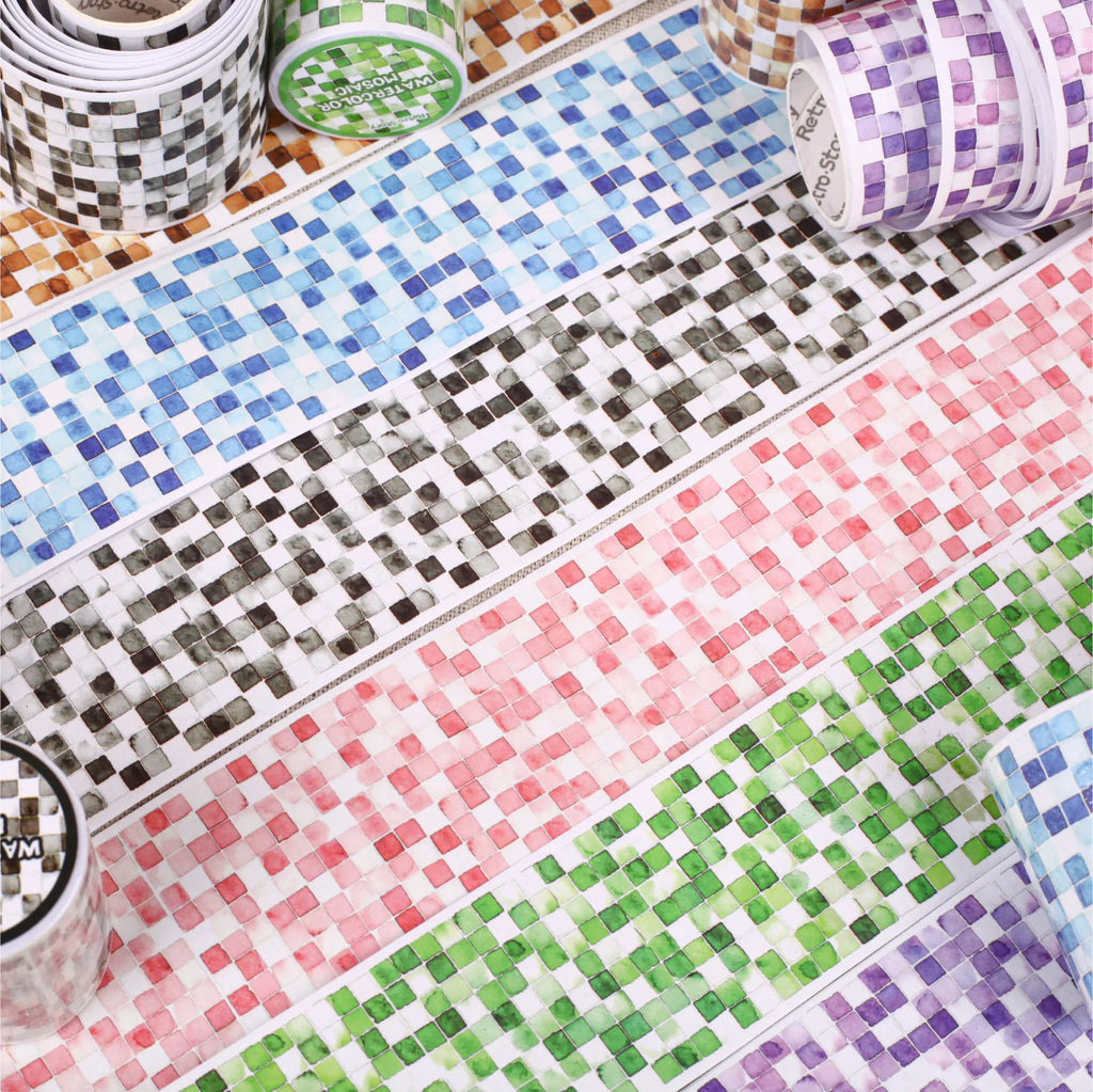 Kawaii Watercolor Mosaic Washi Tape 50mm X 2m Decorative Adhesive Tape Cute Scrapbook Stickers Handmade Masking Stationery Qme