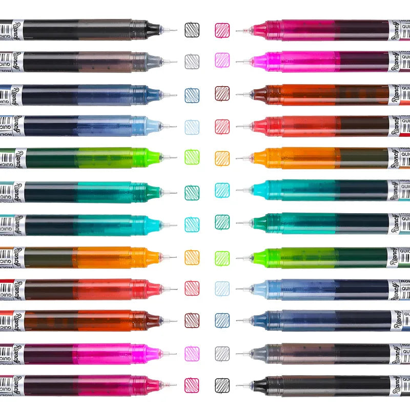 12 Colors High Quality Needle Type Gel Pens, Auto Liquid Ink, 0.5mm Tip, Quick Dryin, Smooth Writing, for Artist DIY Crafts Qme