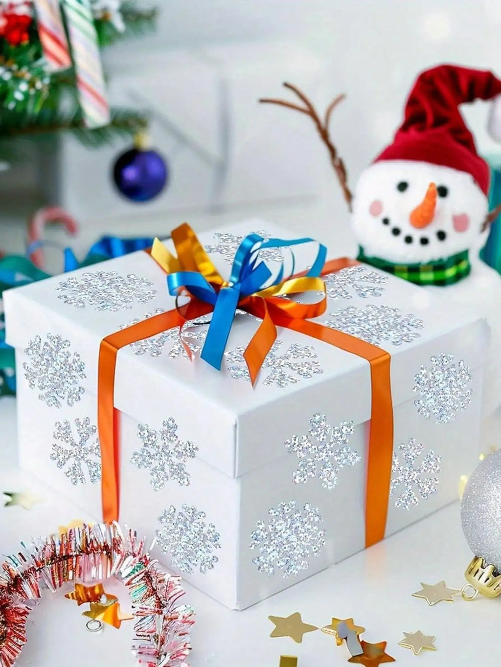 1 Roll 500 Stickers Snowflake Decoration Label Waterproof Laser Qme