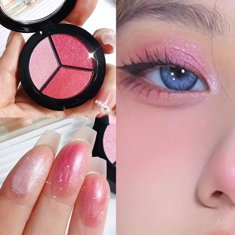 3 Colors Pearlescent Eyeshadow Palette Creamy Mousse Texture Earth Qme