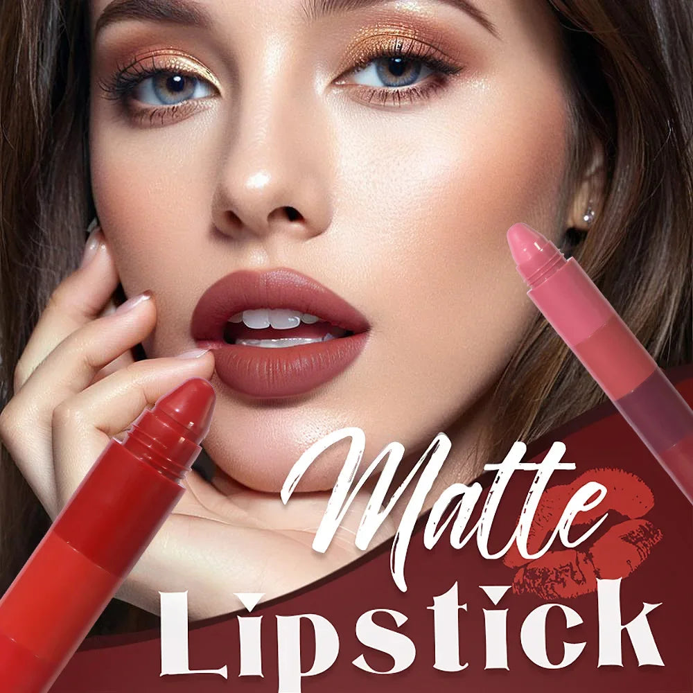 5In1 Combination Peach Matte Lipstick Kit Waterproof Non-Stick Cup Purple Red Lip Stain Tint Cosmetic Nude Lipstick Pen Makeup Qme