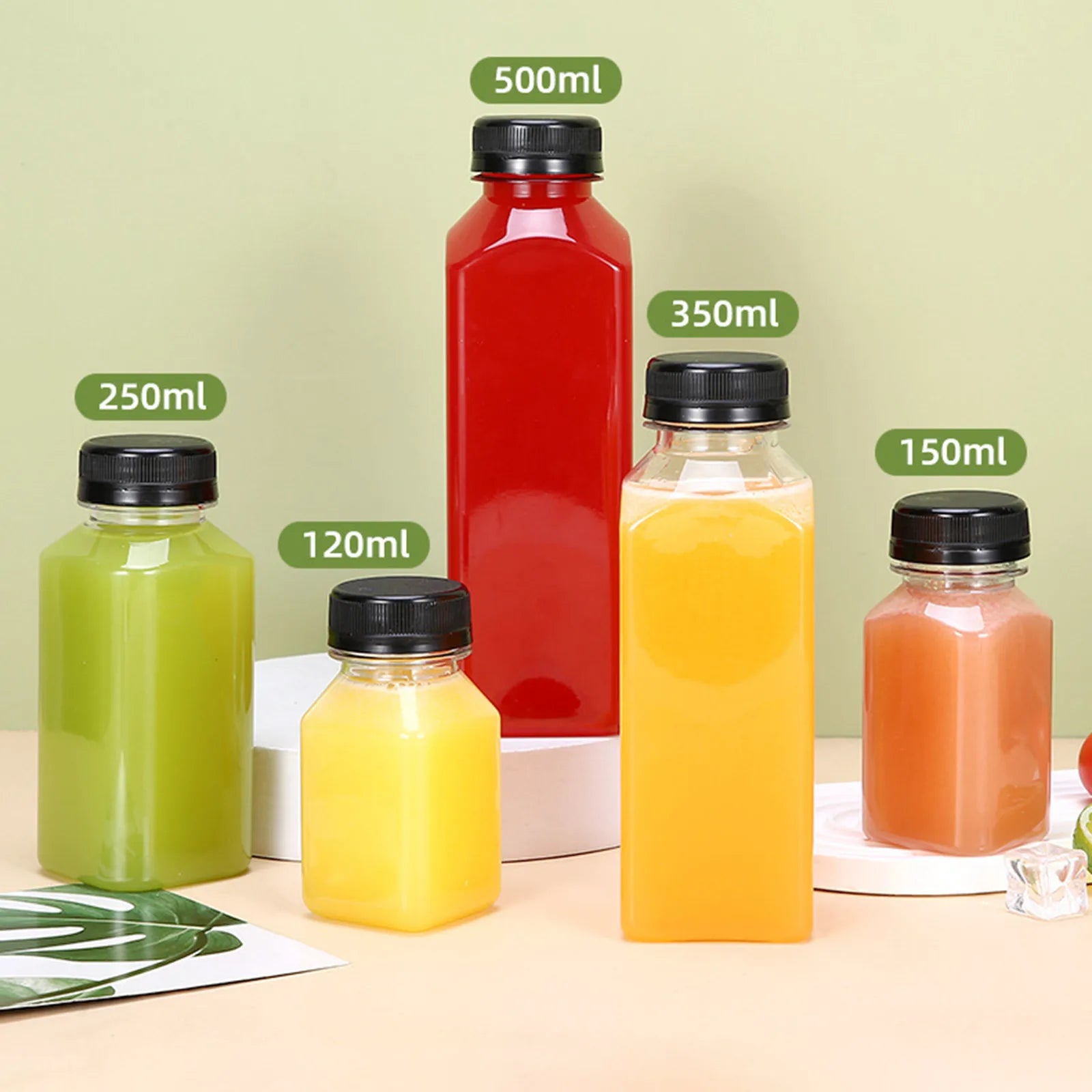 Multi-capacity Disposable Square Plastic Clear Beverage Bottle with Lid Picnic Juice Bottle Multipropose Durable Storage Jars Qme