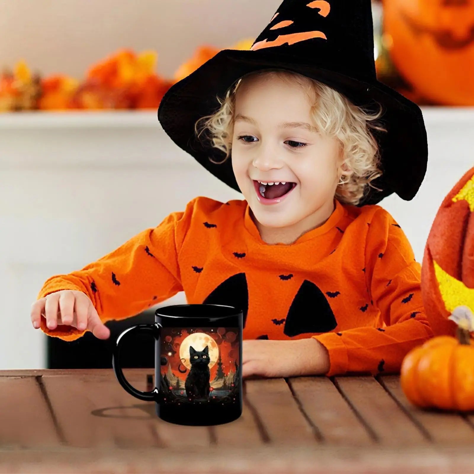 Cat Mugs Ceramic Halloween Funny Mysterious Coffee Cup Festive Mug Qme