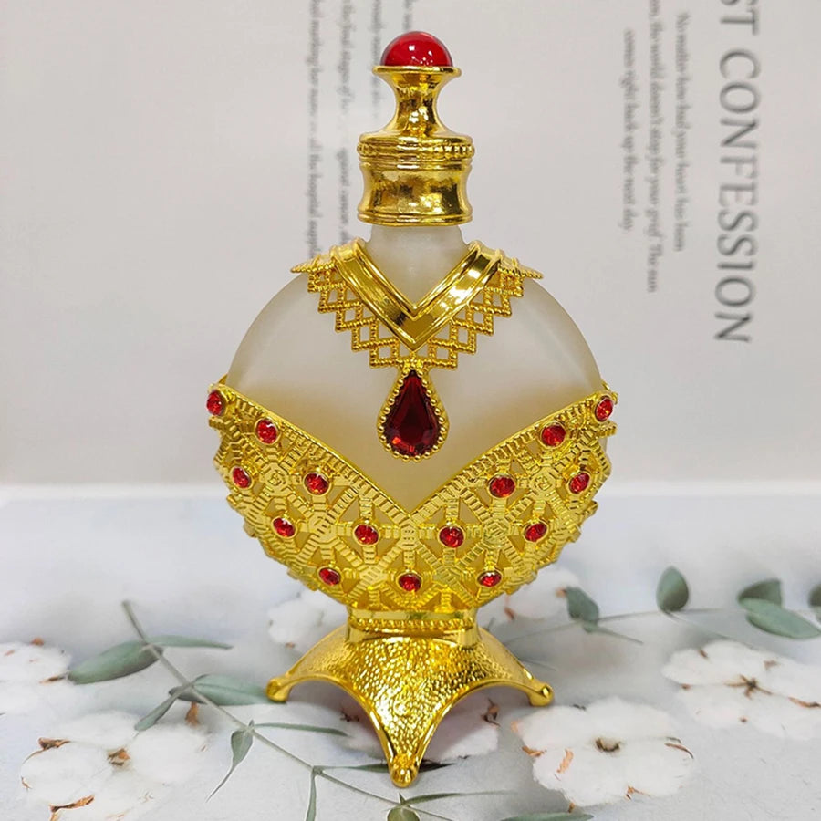Crystal Rhinestone-encrusted Perfume Bottle Set, 30ml & 10ml Refillable Essential Oil Glass Dropper Bottles, Women's Accessories Qme Gold 10ML