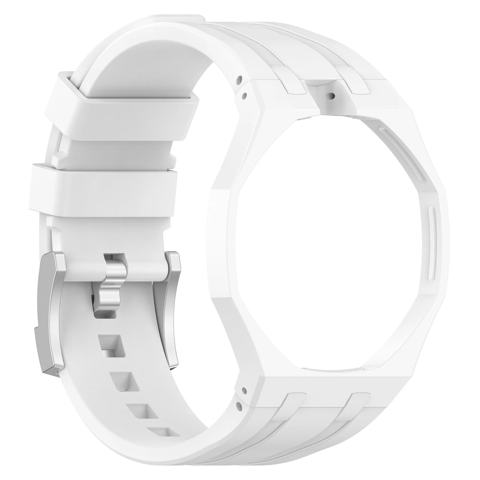 Change to Wristwatch Strap + Case for Swatch x AP Royal pop Pocket Watch PC Case+Silicone Band 2 In 1 Wriststrap Accessories ﻿ Qme White 12