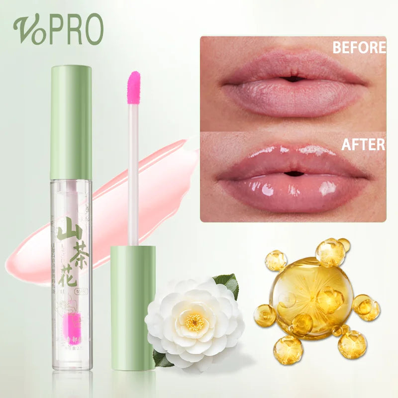 Camellia Magic Color Changing Hydrating Lip Glow Oil, With Plant Squalane,Moisturizing & Nourishing,Long-Lasting, Non-Sticky Qme 01