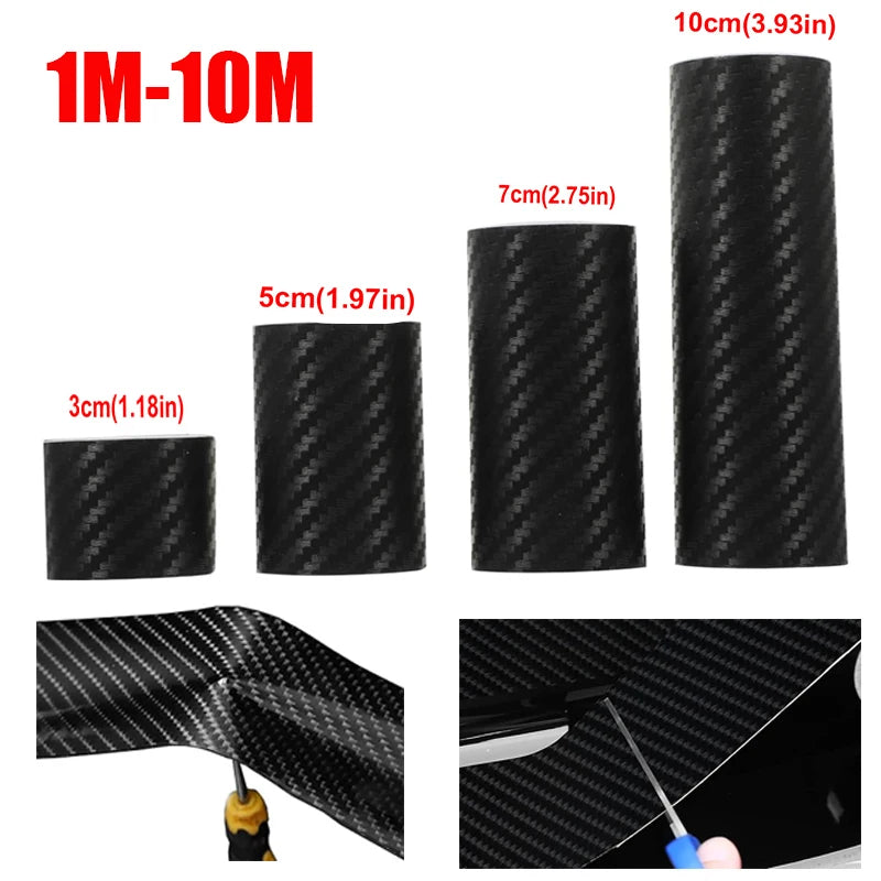 3-10cm Width Carbon Fiber Automotive Tape Car Door Edge Guards Door Sill Protector Anti Collision Film Scratch Cover Strip Tape Qme