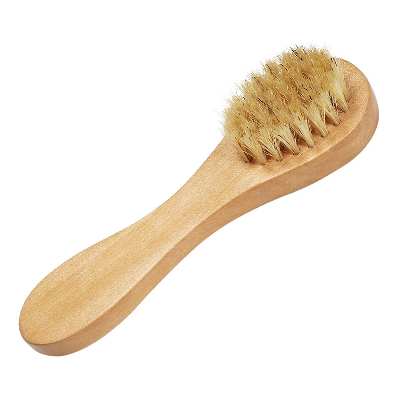 Natural Bristle Face Brush Exfoliating Skin Care Tool Wooden Handle Qme