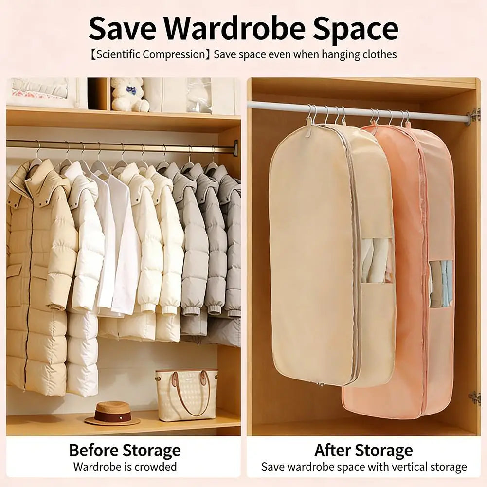 Space Saving Clothing Dust Bag Hangable Garment Self Compression Qme