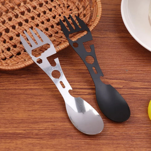 1 Camping Utensils Stainless Steel Outdoor Survival Gear Travel Qme