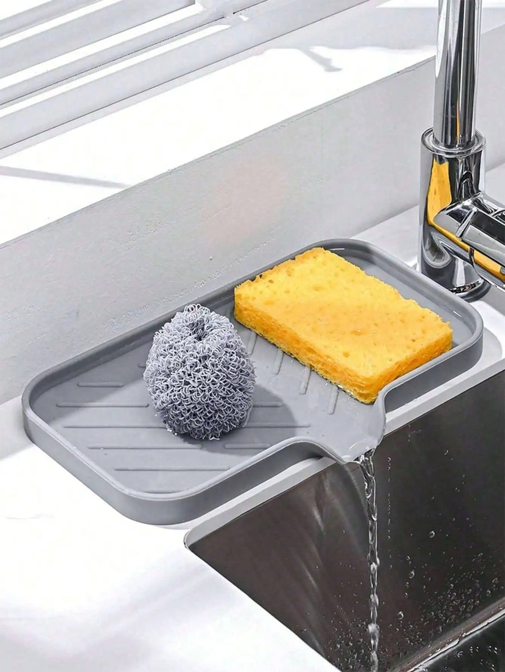 Silicone Drain Rack Kitchen Sink Splash Guard Faucet Handle Drip Qme