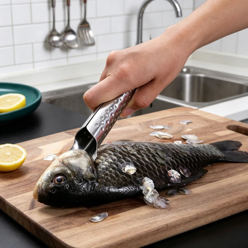 Stainless Steel Fish Scale Scraper Fast Remove Cleaner Peeler Skin Qme