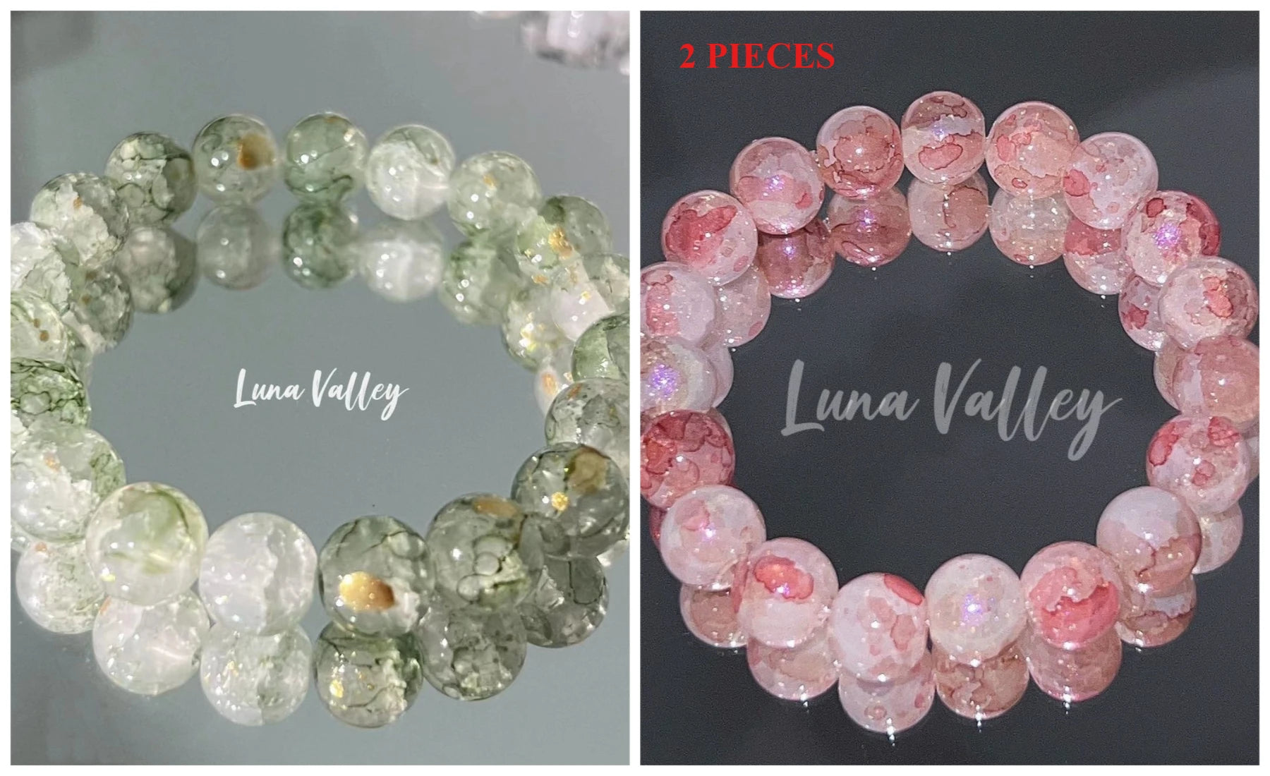 2 Pieces Simple Beads Resin Bracelets Jewelry Gifts for Women Inspired Beaded Bracelet DIY Same Style Statement Jewelry Bangles Qme S611S612