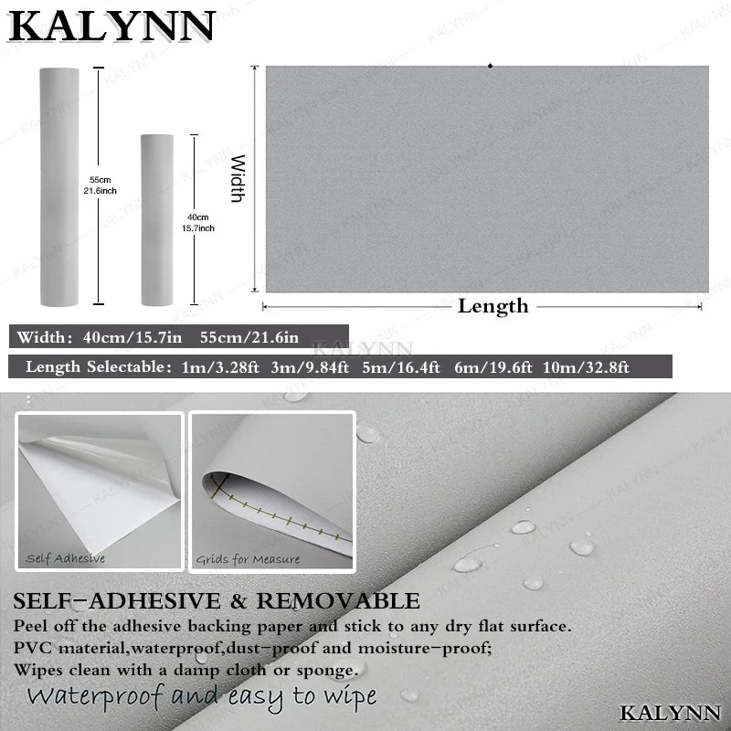 Light Gray Contact Paper Peel Stick Wallpaper Cabinet Table Drawer Qme