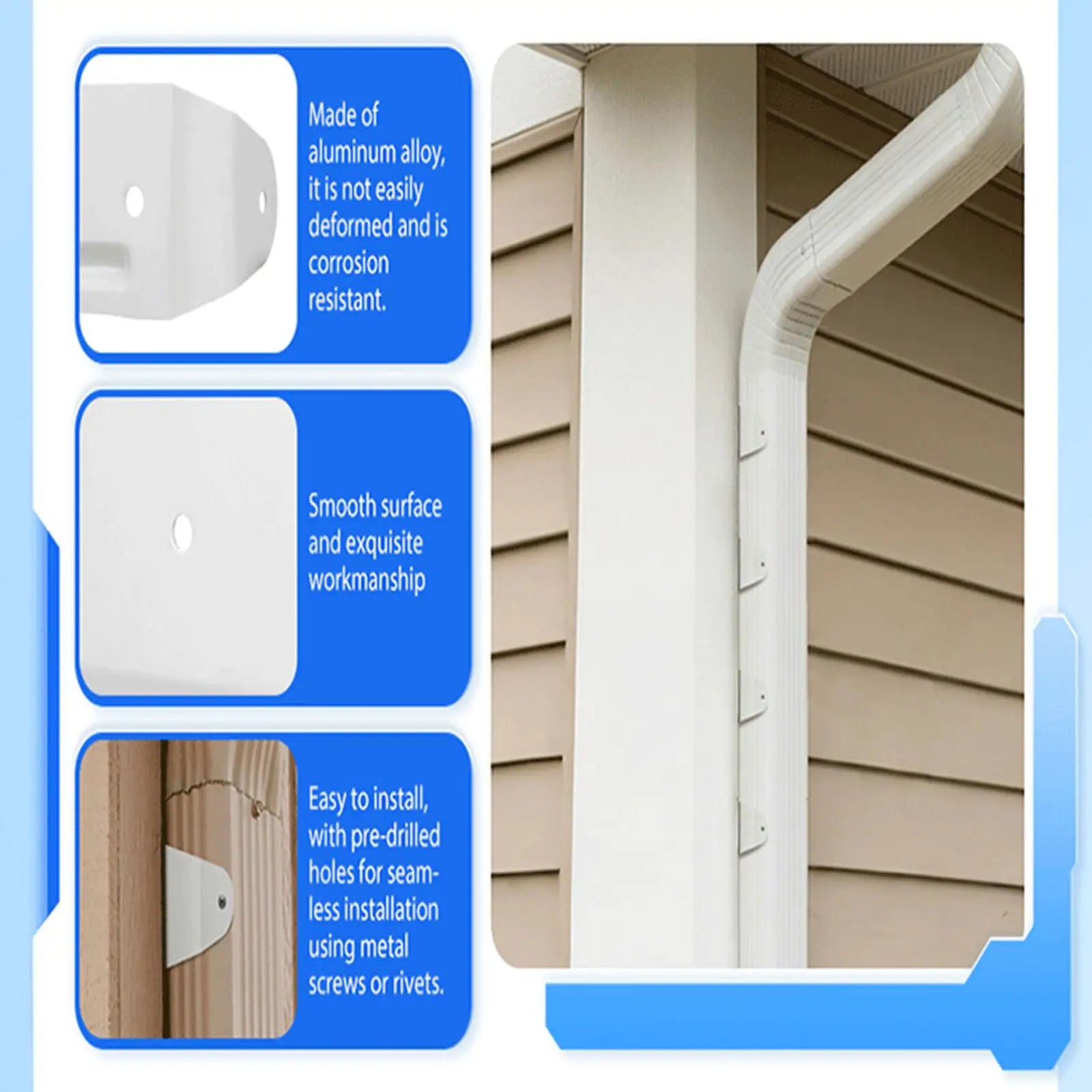 Downspout Bracket Gutter Mount Clamp Holders House Wall Home Outdoor Qme