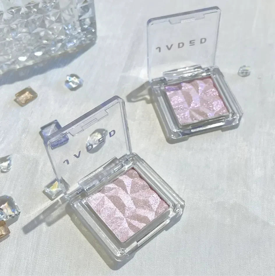 Diamond Highlighter Powder Palette Clear Brighten Face Contour Polarized Pink Glitter Eye Makeup HighGloss Pearl Shiny Eyeshadow Qme 02