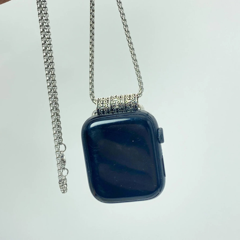 Fashion Long Watch Necklace Retro Metal Chain Anti Lost Pendant Compatible With Apple Watch iWatch All Series Accessory Qme