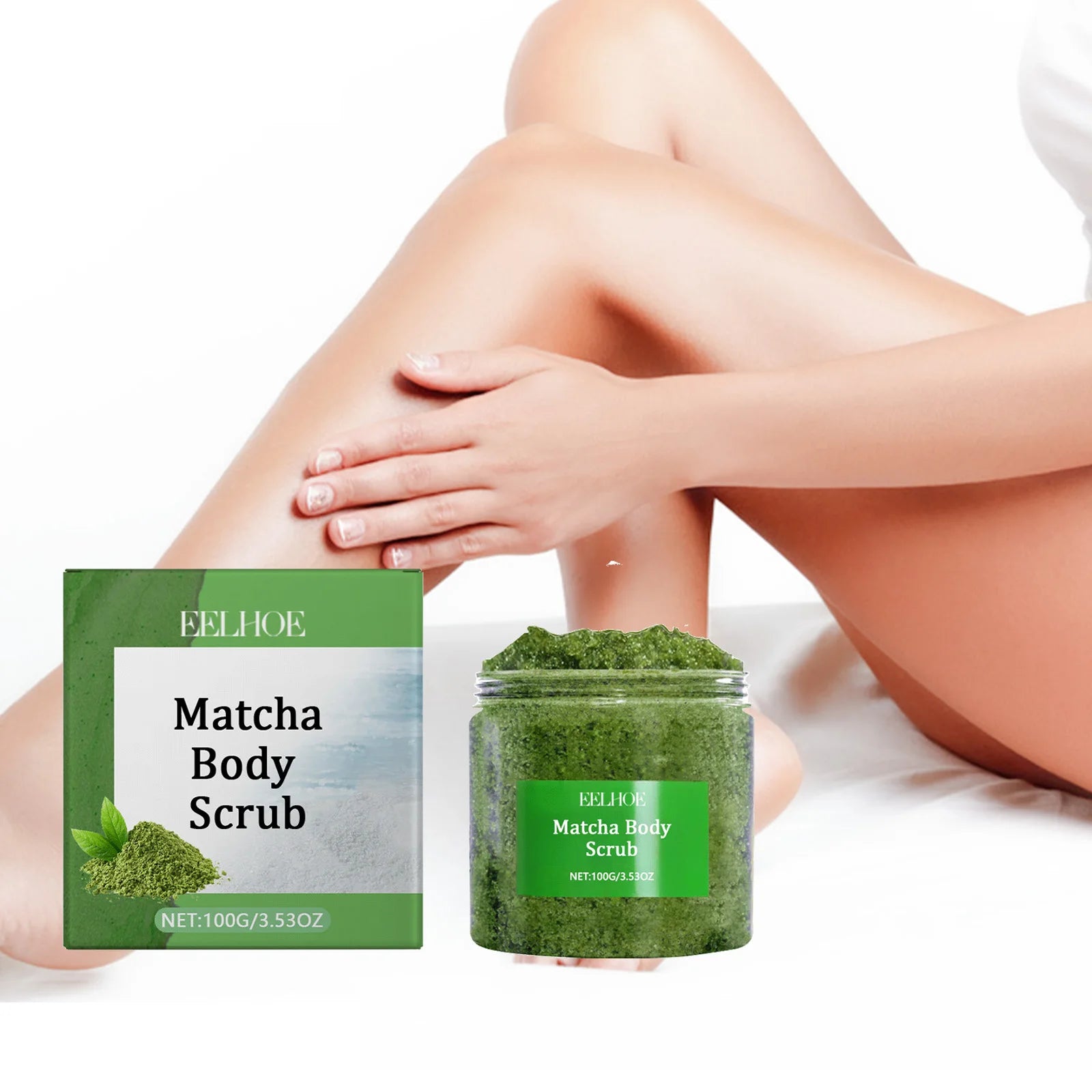 Matcha Sea Salt Body Scrub Exfoliating Remove Dead Skin Improve Dry Rough Deep Cleansing Smoothing Brightening Moisturizing Scru Qme