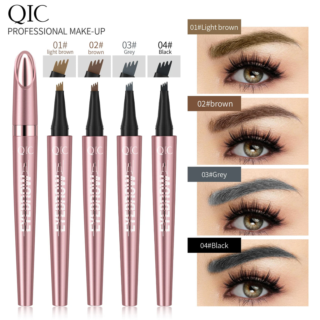 4 Fork Tip Liquid Eyebrow Pen Waterproof Long Lasting Microblading Tattoo Pen Natural Wild Eyebrow Makeup for Beginners Qme