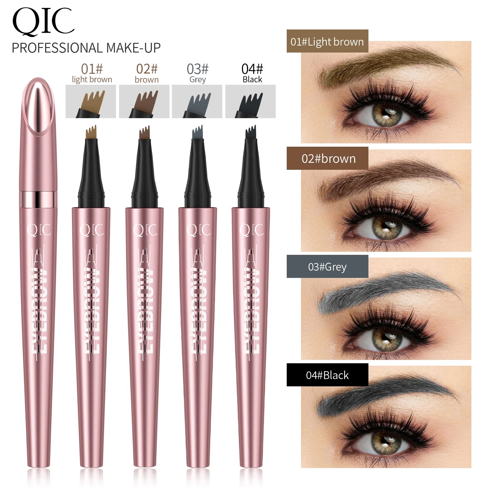 4 Fork Tip Liquid Eyebrow Pen Waterproof Long Lasting Microblading Tattoo Pen Natural Wild Eyebrow Makeup for Beginners Qme