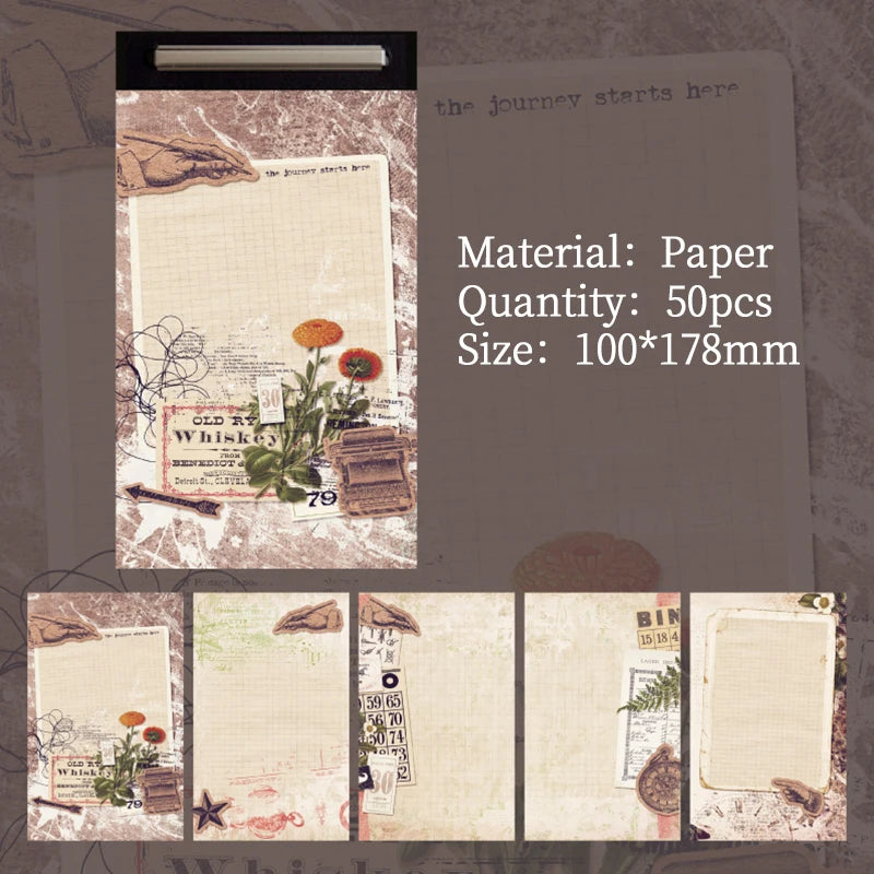 50 pcs/lot Vintage INS Material paper Decorative Diy Background paper hand made Diary Album Stationery Supplies Qme C