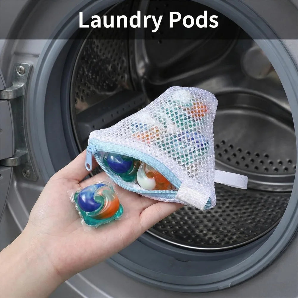 Triangular Laundry Pod Bag, Mini Mesh Laundry Bag for Washing Machine, Anti-residue Laundry Ball Dissolve Bag Qme