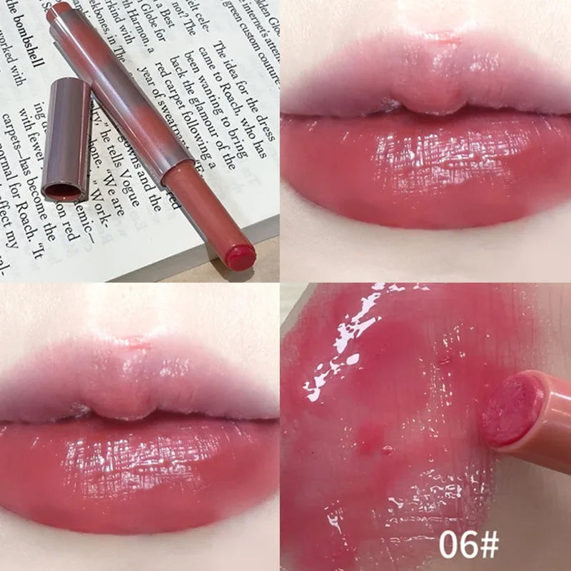 Strawberry Jelly Lipsticks Moisturizing Water Gloss Lip Stick Tint Mirror Clear Lip Gloss Non-Sticky Lips Makeup Korean Cosmetic Qme 06