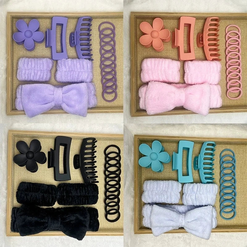 3/16pcs New Dopamine Hair Accessories Kit Flower Shaped Multi-Styles Hair Grabs Hair Circles For Women Daily Party Gift Qme