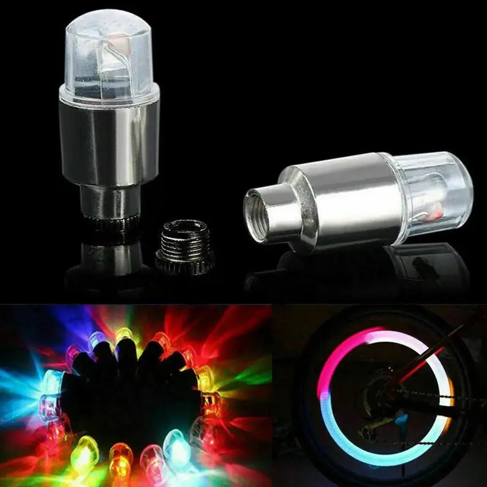 Wheel Lights LED Bicycle Valve Light Universal Car Neon Lamp Cover Qme