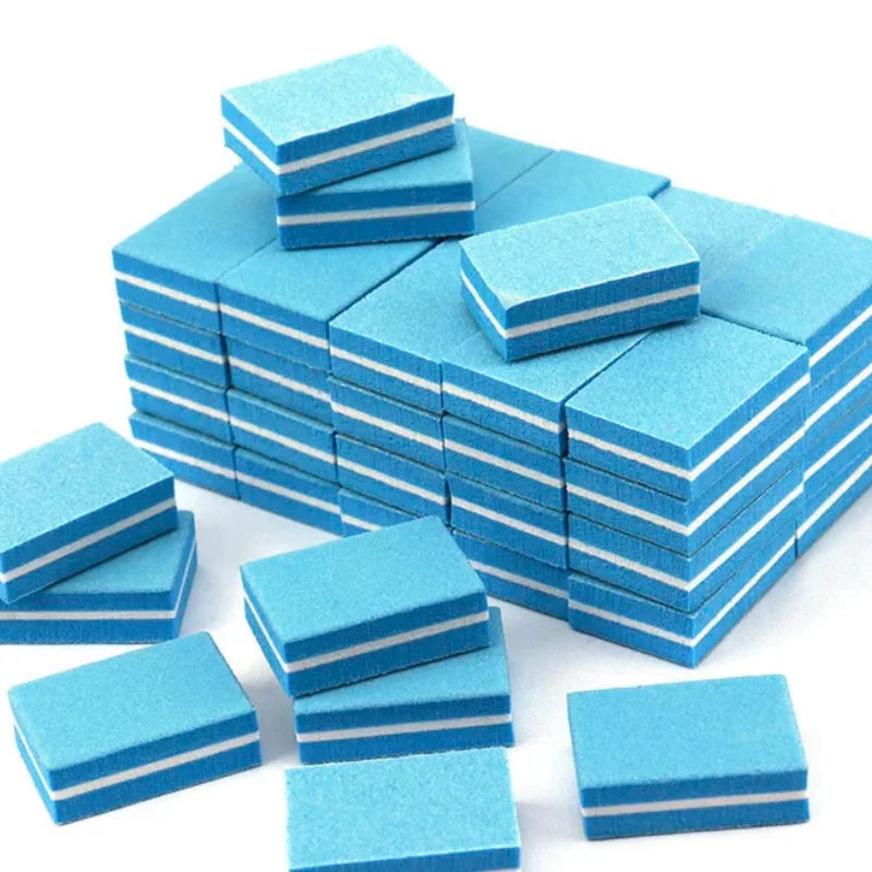 10/50/100pcs mix Double-sided Mini Nail File Blocks Colorful Sponge Nail Polish Sanding Buffer Strips Polishing Manicure Qme