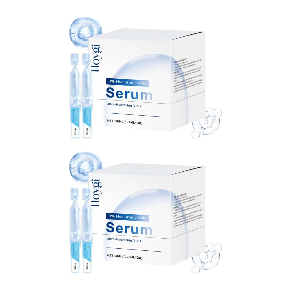 Hyaluronic Acid Serum Deep Moisturizing Facial Skin Essence Rejuvenating Enhances Elasticity Firm Nourishing Brightening Ampule Qme 2 x 36ml Boxed