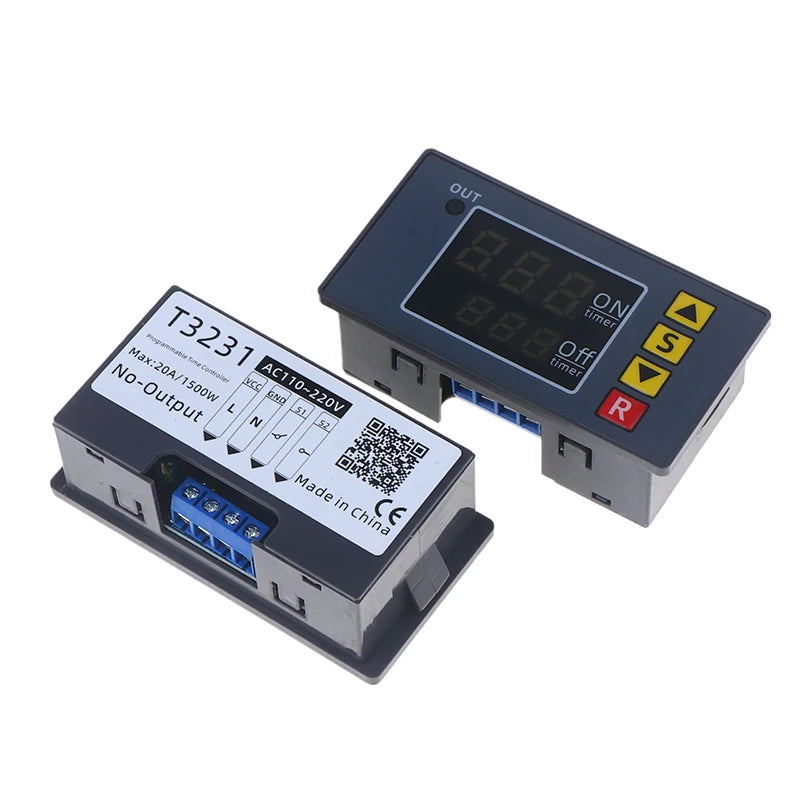 Cyclic Dual-display Timing Relay T3231 DC12V 24V AC110-220V Red Blue Qme
