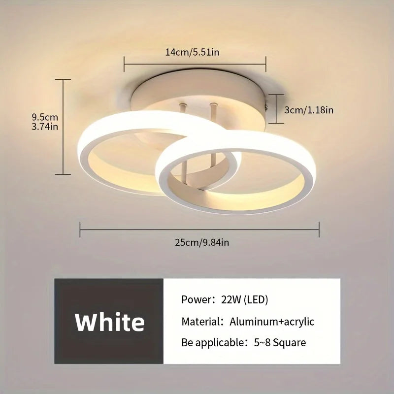 LED Corridor Light Minimalist Modern Small Light Living Room Bedroom Balcony Foyer Light Wardrobe Nordic Creative Ceiling Light Qme 2081White