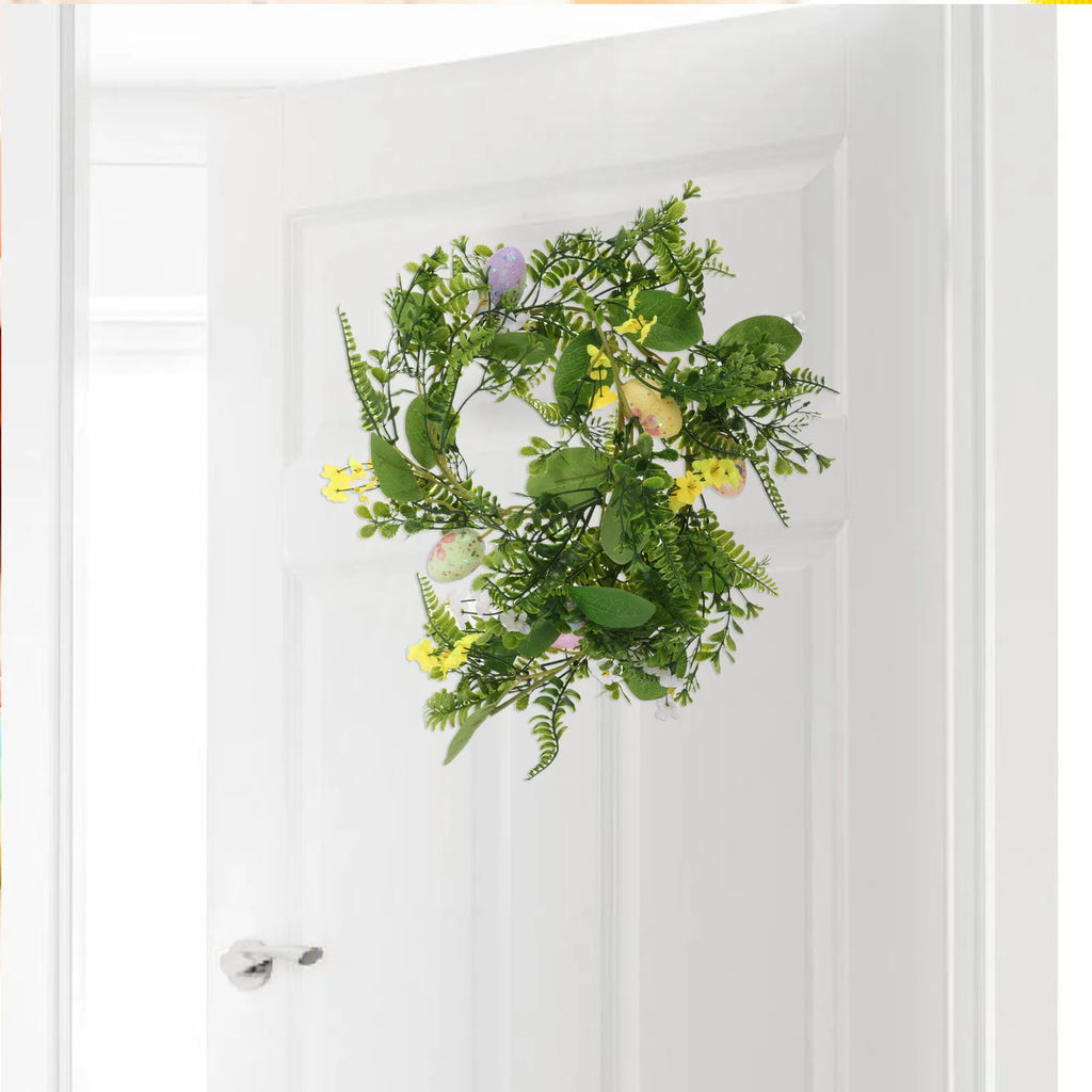 Stylish Easter Egg Garland Faux Greenery Indoor Wall Hanging Decor Realistic Eggs Plastic Foam Cloth Festive Look Qme