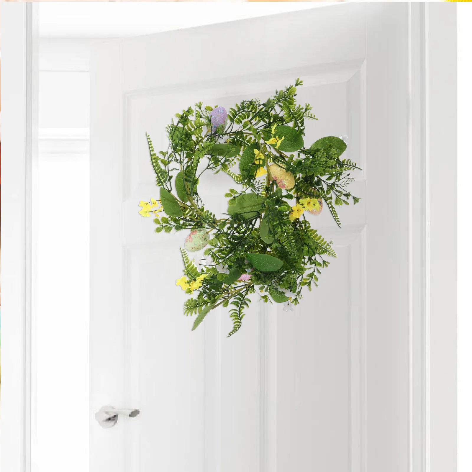 Stylish Easter Egg Garland Faux Greenery Indoor Wall Hanging Decor Realistic Eggs Plastic Foam Cloth Festive Look Qme
